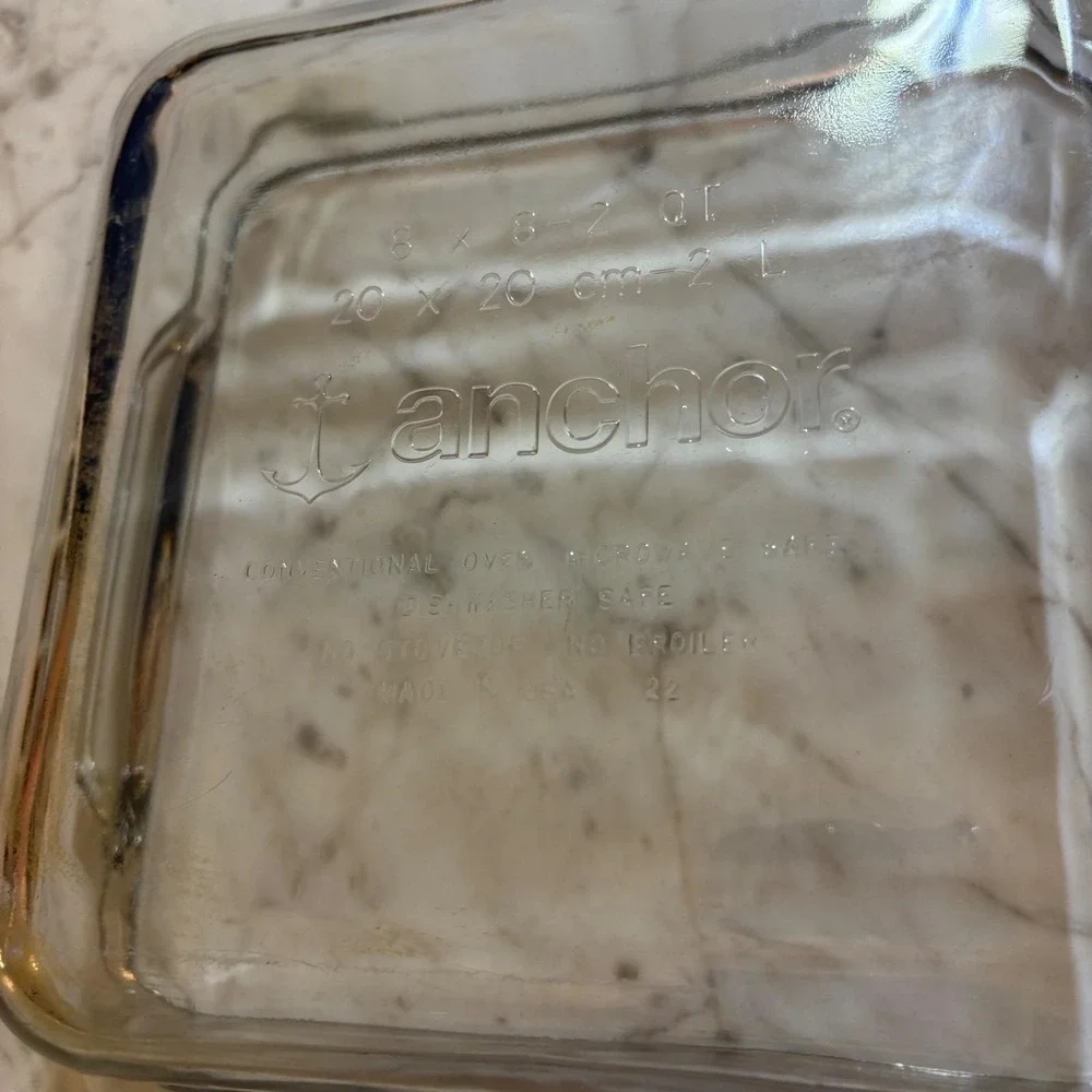Anchor Hocking 8x8 Square Glass Baking Dish 2 Quart Clear Casserole Pan USA Made